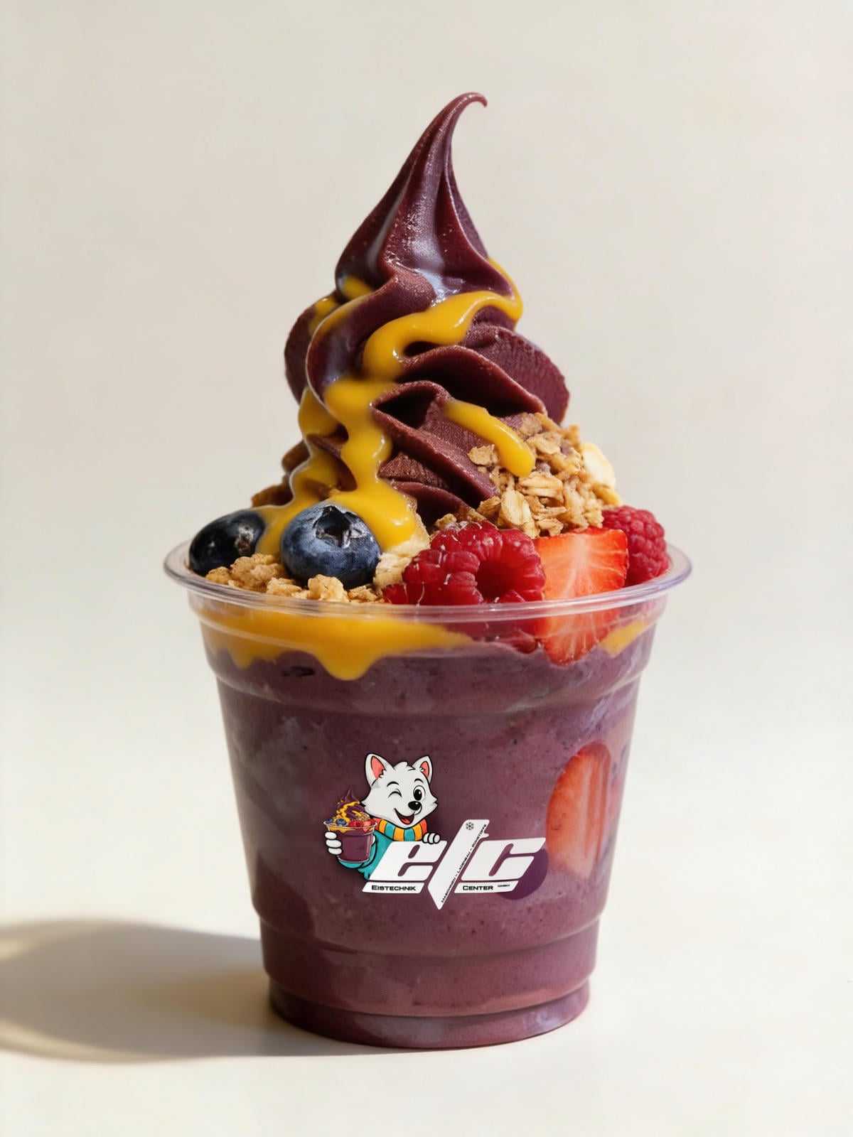 Açaí Softeis To-go im Markenbecher